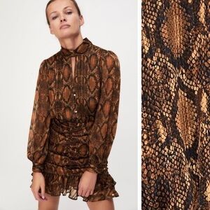 Zara Brown Snake Print Mini Dress